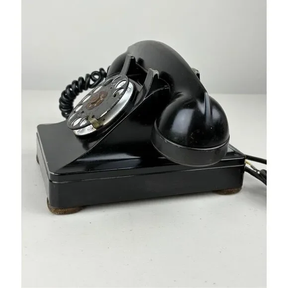 Vintage 1940s Western Electric FIW F1W Black Rotary Desktop Telephone Black USA - Picture 3 of 13